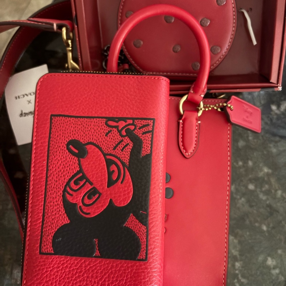 NWT Coach Red Minnie Mouse Mini LE Tote Bag 3 set - Picture 3 of 10